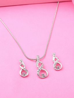 Estele - Rhodium Plated Charming Necklace Set with Crystals for Women